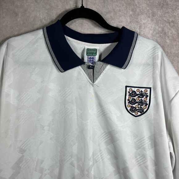 Score Draw England National 1990/1991 Polo Shirt Mens Large White Football‎ - Picture 2 of 10